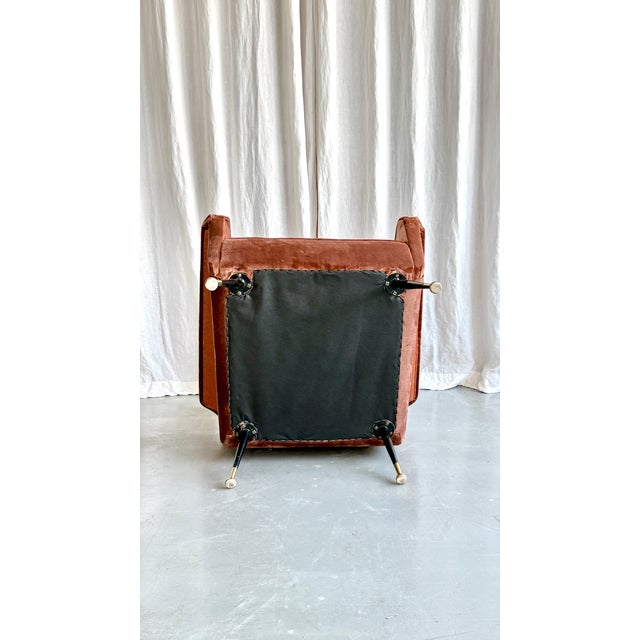 Metal Mid-Century Modern Velvet Lounge Chair by Marco Zanuso for Arflex, Italy, 1950s For Sale - Image 7 of 15
