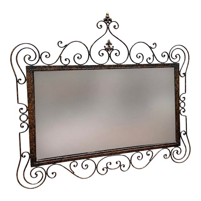 Uttermost Olivia Spanish Revival Wrought Iron Beveled Wall Mirror For Sale