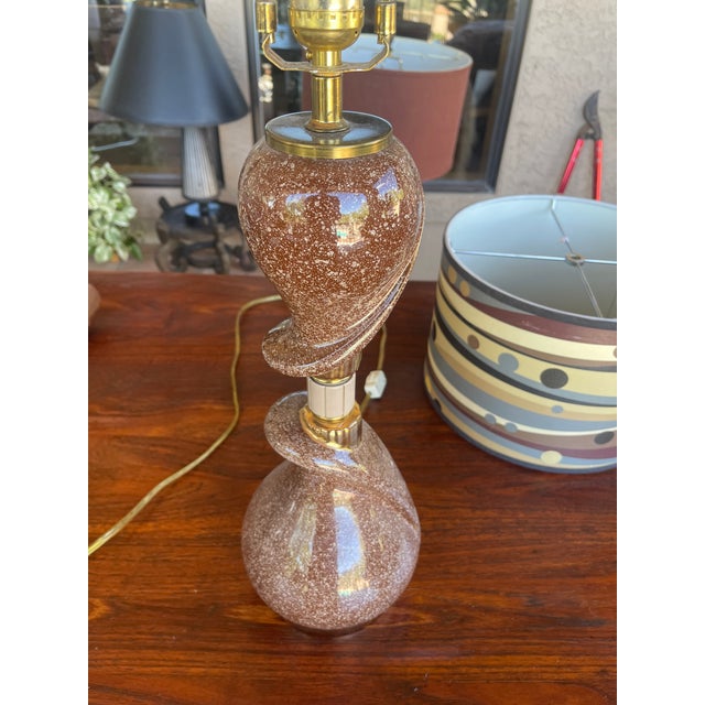 1960s Mid Century Modern Atomic Lamp Base & Hand Painted Planet Shade- Rare For Sale - Image 4 of 6