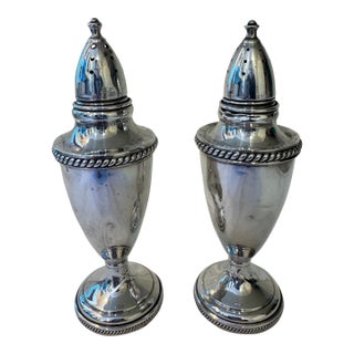 Antique Tall Georgian Sterling Hirsch Salt & Pepper Shakers For Sale