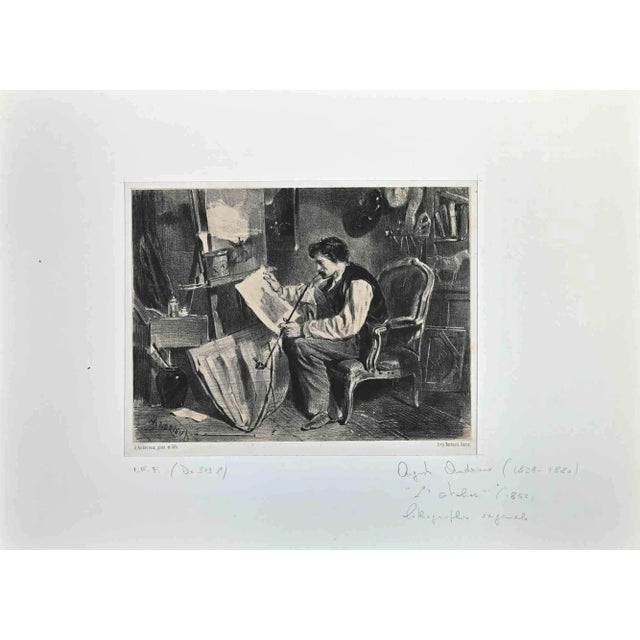The Workshop is an Original Lithograph realized by Auguste Andrieux in 1852. The artwork is in good condition included a...
