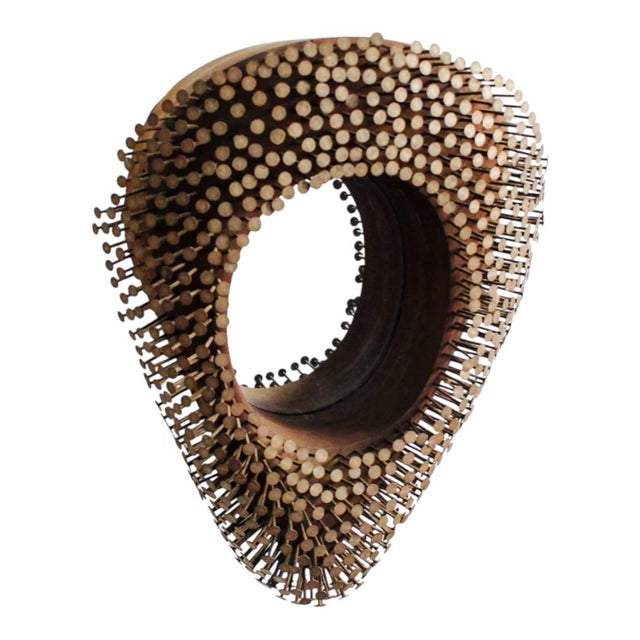 Antique Folk Art Mirror With Nails For Sale - Image 4 of 8