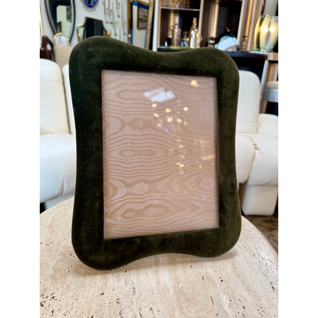 1970s Sculptural Green Velvet Picture Frame For Sale - Image 5 of 7