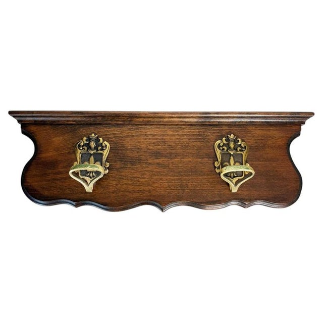 Wooden and Brass Coat Rack, France, 1950 For Sale - Image 13 of 13