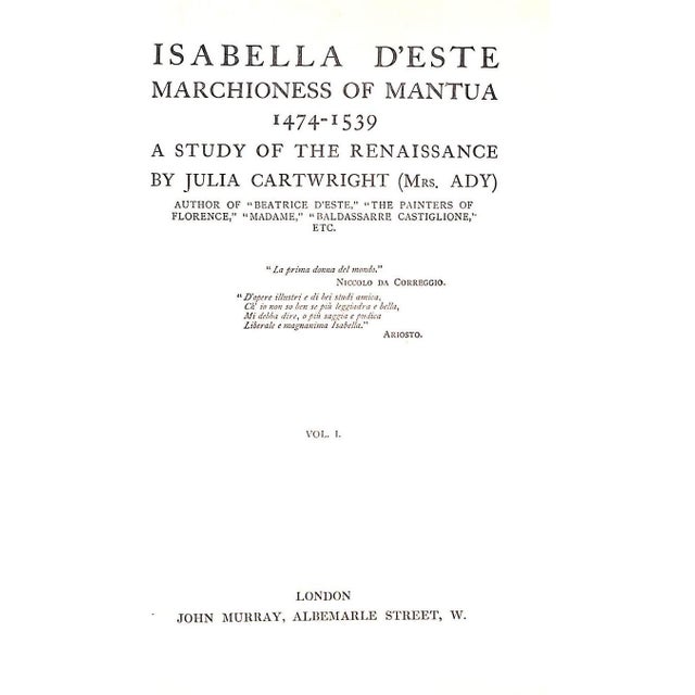 Traditional "Isabella d'Este Marchioness of Mantua 1479-1539 Volumes I & Ii" 1932 Cartwright, Julia (Mrs. Ady) For Sale - Image 3 of 16