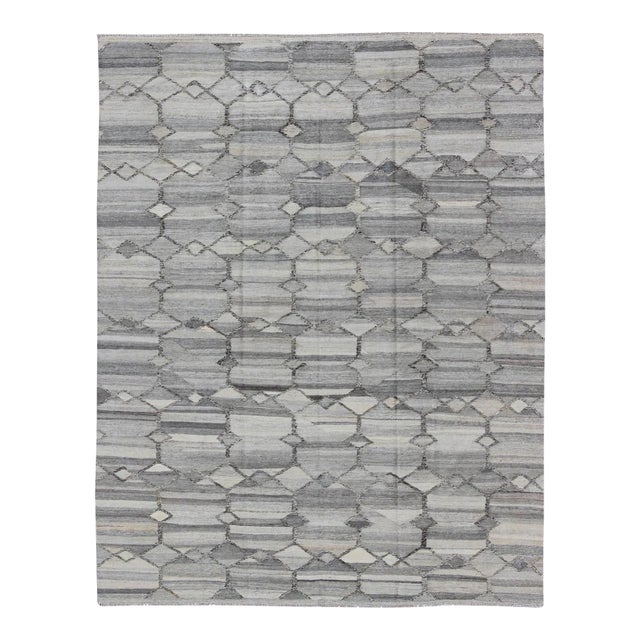 Hand-Woven Kilim Rug by Keivan Woven Arts, Modern Wool Design 7'9 X 9'9 For Sale