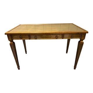 Theodore Alexander Italian-Inspired Distressed Gold Leaf Writing Desk With Antiqued Mirror – Art Deco For Sale