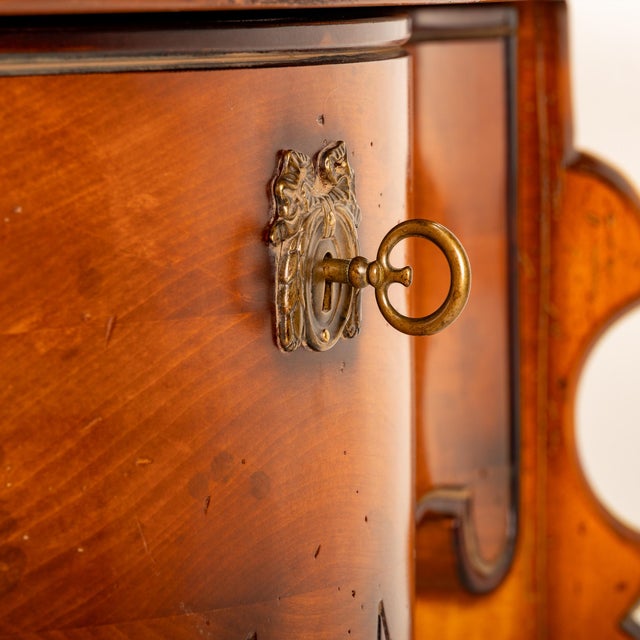 1980s Baker Furniture Milling Road Italian Provincial Carved Solid Maple Console Table W/ Lock & Key For Sale - Image 10 of 11