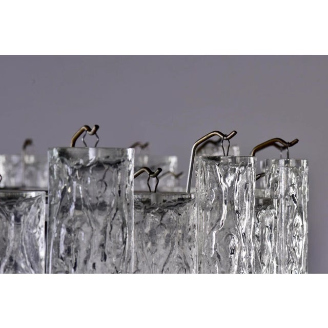 Metal Mid Century Italian Three Tier Tronchi Glass Chandelier For Sale - Image 7 of 12