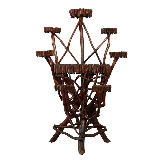 Antique 19th Century 7 Arm Hickory Twig Plant Stand For Sale