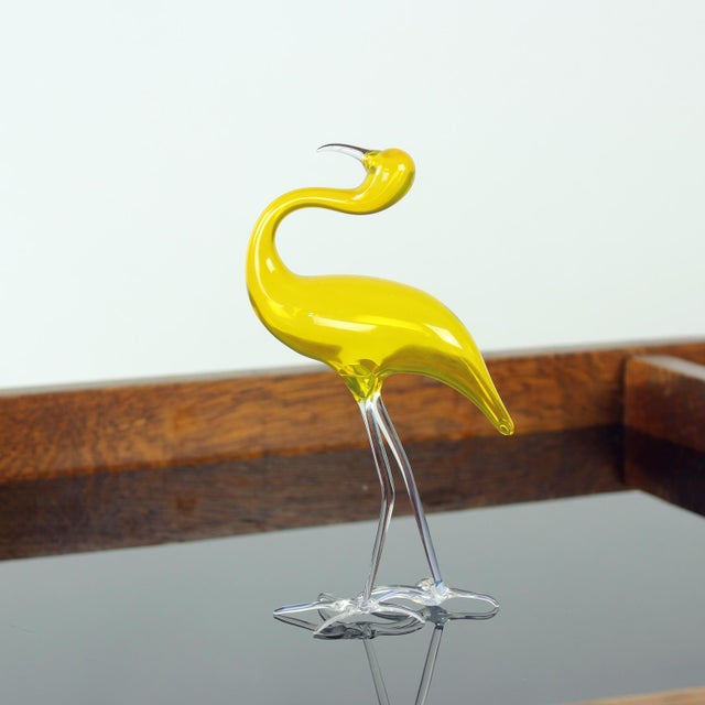 Glass Yellow Blown Glass Flamingo from Jaroslav Brychta, Železný Brod, Czechoslovakia, 1960s For Sale - Image 7 of 7