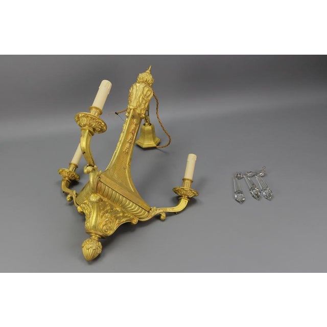 French Louis XVI Style Bronze 3-Light Chandelier, Early 20th Century For Sale - Image 15 of 18
