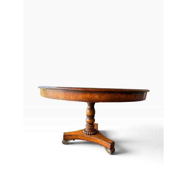 Early 21st Century Theodore Alexander 48” Burl Walnut Compass Rose Center Dining Table For Sale - Image 5 of 14