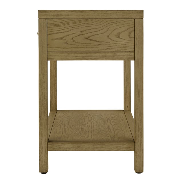 Spritely Home Accent Furniture Nora 30 in. W Rectangular Wood 1 Drawer Wide Nightstand with Lower Open Shelf, Light Oak For Sale - Image 4 of 10