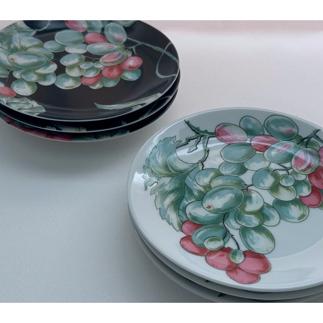 Ceramic Set of 6 Vendanges Small Porcelain Plates by Philippe Deshoulieres For Sale - Image 7 of 17