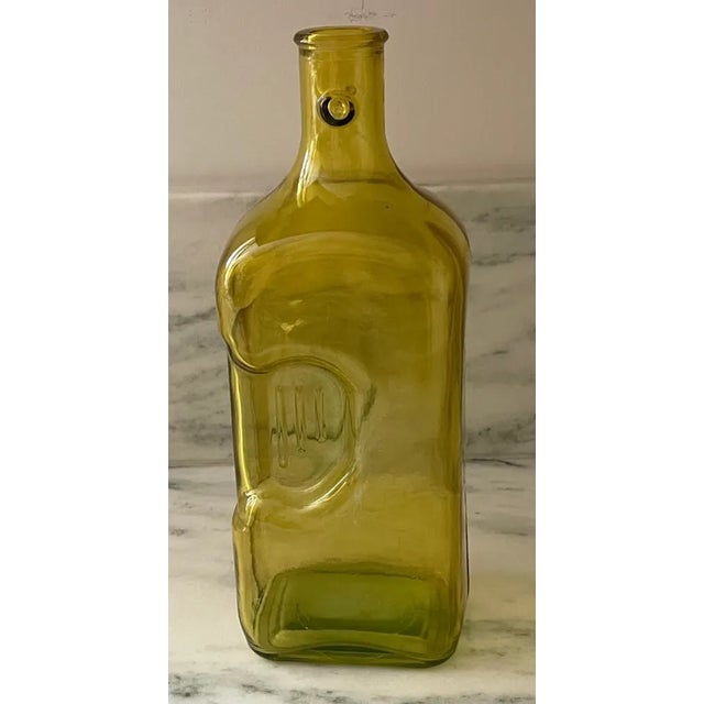 Unique Yellow Glass Bottle / Vase -great condition, no chips or cracks -bright yellow/chartreuse