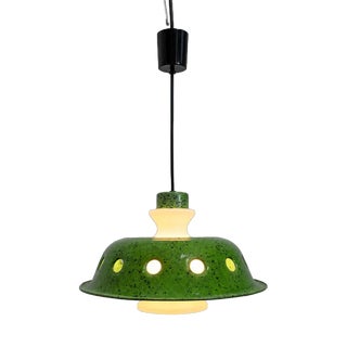Vintage Green Enamel Pendant Lamp For Sale