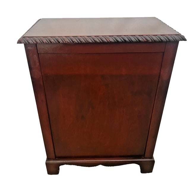 Vintage Mahogany Nightstand Cabinet Chest Four Drawers Rope Twist Carved Top For Sale In Palm Springs - Image 6 of 10