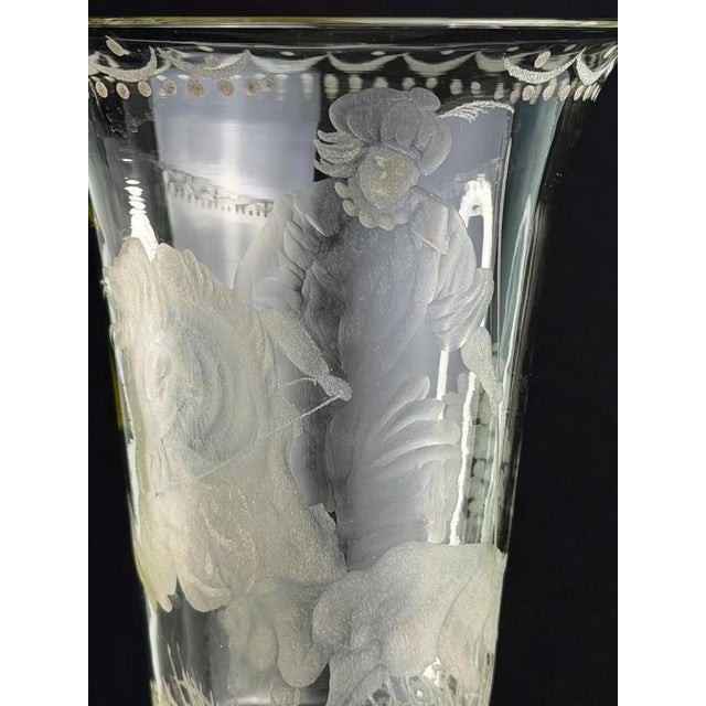 Antique Bohemian Hand-Blown Engraved Goblet with Hunter and Horse, 1830s For Sale - Image 6 of 14