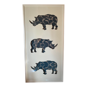 Original Mixed Media Rhino Animalia Artwork by Darrell Ezekiel