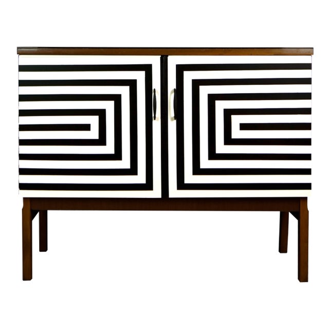 Polish Cabinet with Op Art Motif, 1970s For Sale