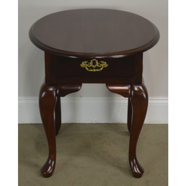 Traditional Solid Cherry Oval Queen Anne One Drawer Side Table Chairish