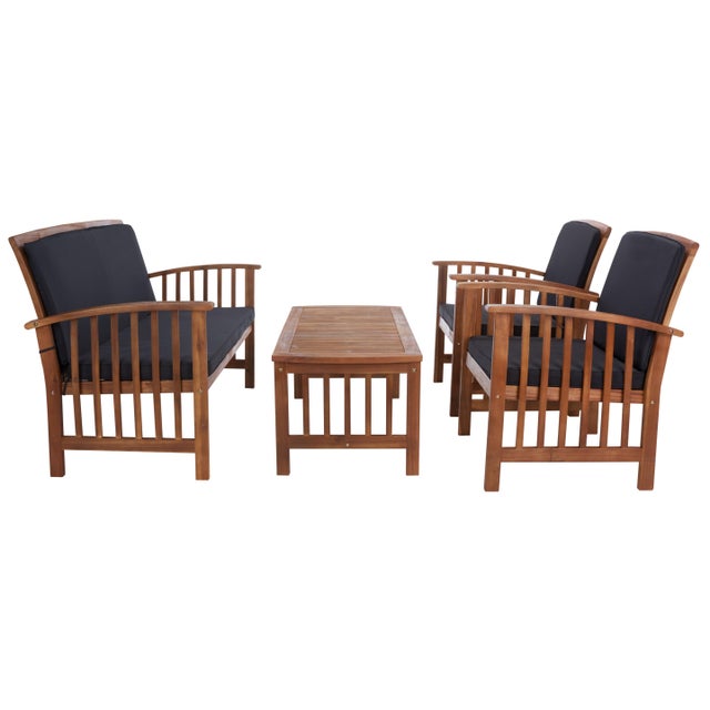 Rocklin 4-Piece Outdoor Set, Natural/Black For Sale - Image 9 of 10