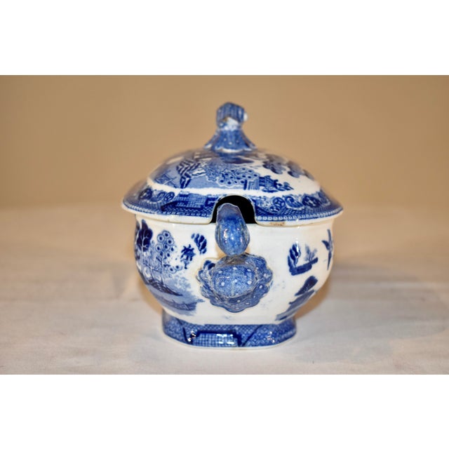 19th Century Blue Willow Sauce Tureen and Ladle Chairish