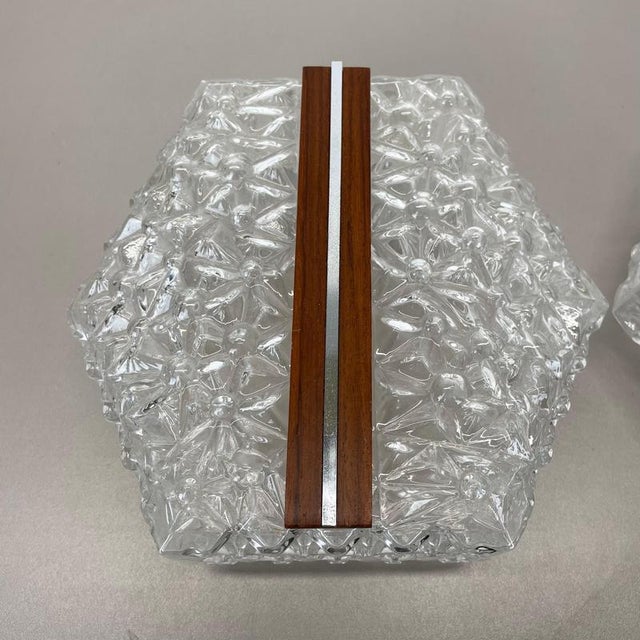 Textured Glass and Teak Wall Lights, Germany, 1970s, Set of 2 For Sale - Image 13 of 18