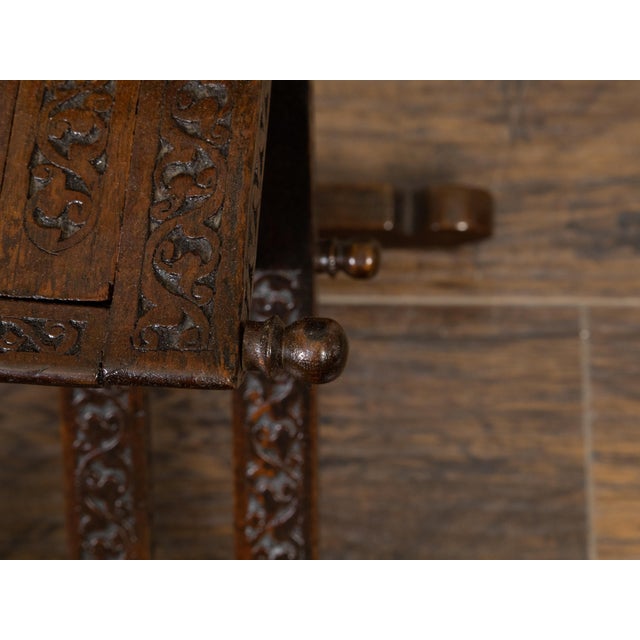 Moroccan Moorish Style 1900s Side Chair with Richly Carved Décor and Star Inlay For Sale - Image 4 of 12