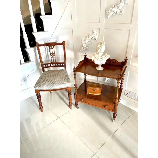 Antique Victorian Burr Walnut Inlaid Lamp Table For Sale - Image 4 of 16