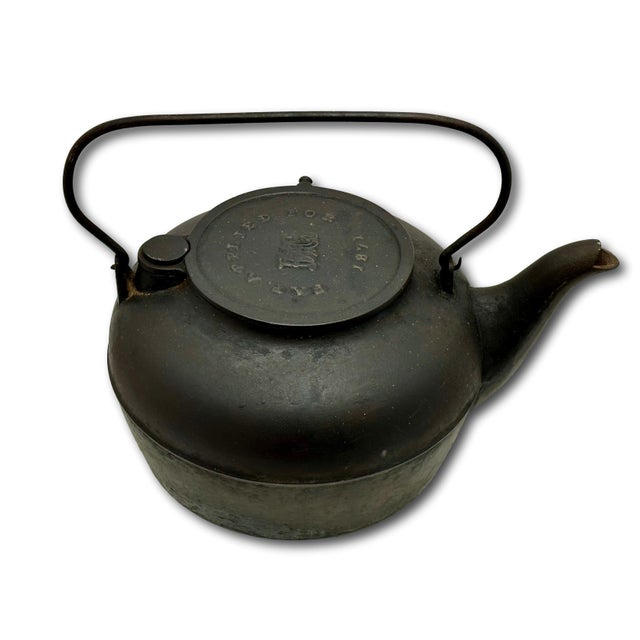 Excellent Large Size Antique Classic American Style Cast Iron Stove Top Kettle With Nice Original Patina - Patent 1871 For Sale - Image 14 of 18
