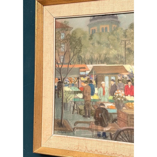 Mid-Century Modern Gösta Larsson, Market Scene, 1950s, Oil on Panel, Framed For Sale - Image 3 of 18
