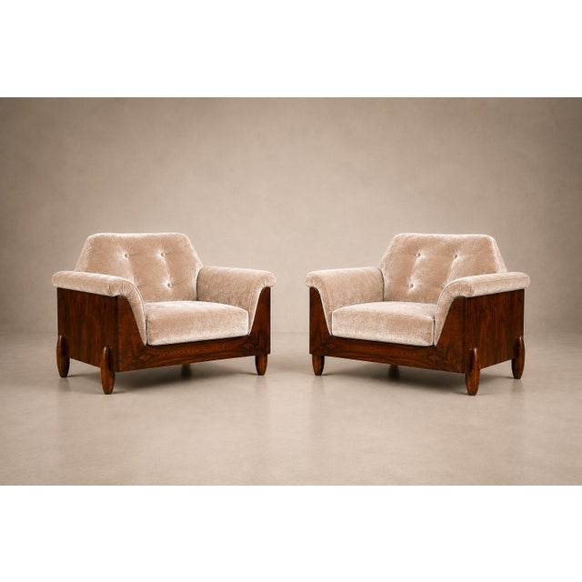 Mid-Century Modern Pair of Brazilian Modern Armchairs in Rosewood & Velvet, Jd Móveis, 1960s For Sale - Image 3 of 18