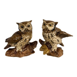Mid-Century Ceramic Owl Sculptures - A Pair For Sale