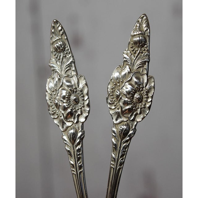 Antique Collection of 8 Floral Sterling Silver Teaspoons Tea Party For Sale In Philadelphia - Image 6 of 17