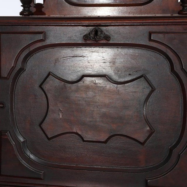 Antique Renaissance Revival Walnut & Burl Drop Front Desk C1890 For Sale - Image 12 of 16