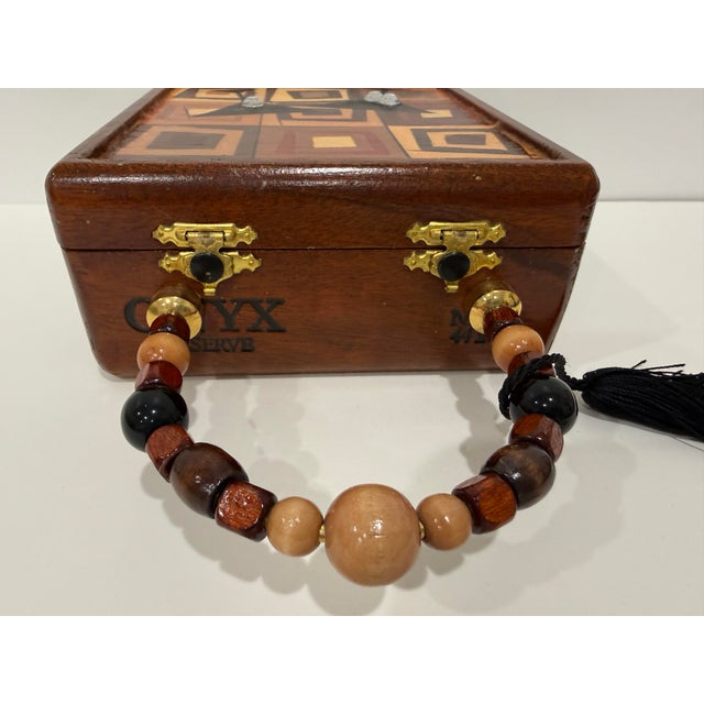 Tiki MCM Wood Cigar Box Onyx Reserve Groovy Martini II Art Purse Handbag Celeste Peters For Sale - Image 4 of 9