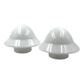 Space Age Set of 2 Opaline Glass Table Lamps, Italy 1970s For Sale