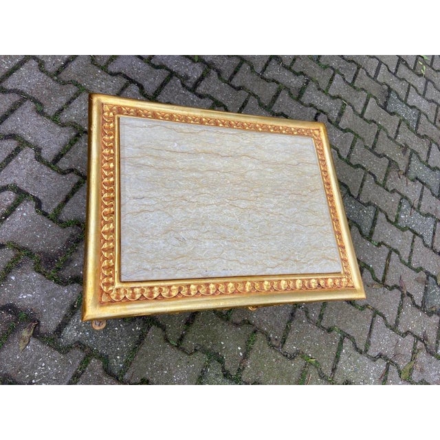 1980s 1980s French Louis XVI Gold Beech Marble Side Table For Sale - Image 5 of 8