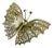 Vintage 1960s Art Nouveau Revival Gold Tone Filigree Butterfly Brooch With Blue Rhinestone Accents For Sale