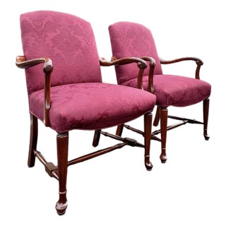 Vintage Georgian Style Mahogany Gainsborough Chairs - A Pair For Sale