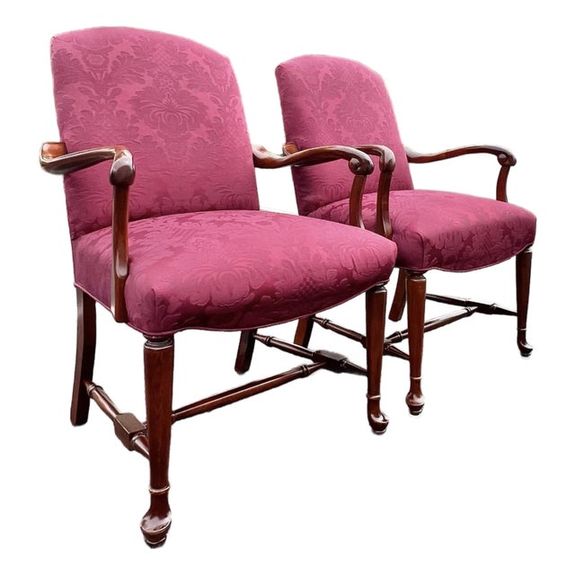 Vintage Georgian Style Mahogany Gainsborough Chairs - A Pair For Sale