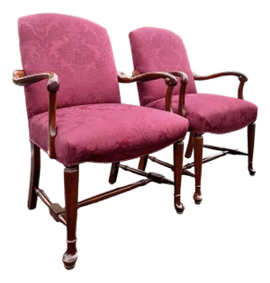 Vintage Georgian Style Mahogany Gainsborough Chairs - A Pair
