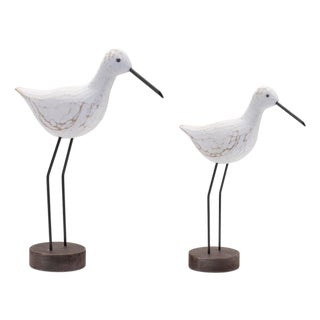 Carved Wood Sea Bird with Metal Stand (Set of 2) For Sale