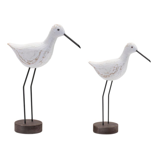 Carved Wood Sea Bird with Metal Stand (Set of 2) For Sale