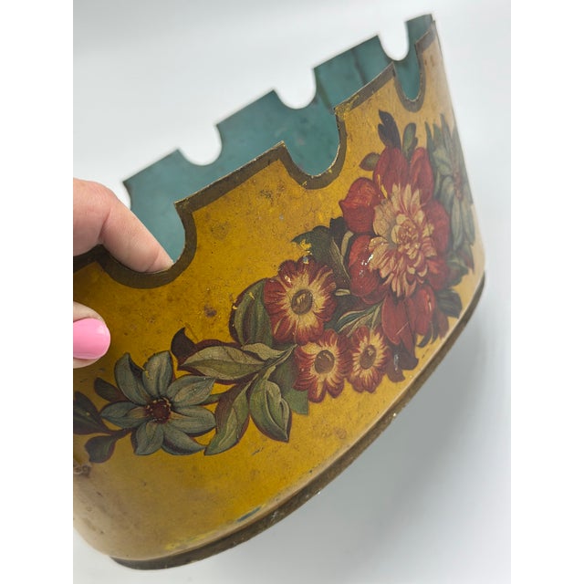 French Country Vintage Tole Cachepot For Sale - Image 3 of 9