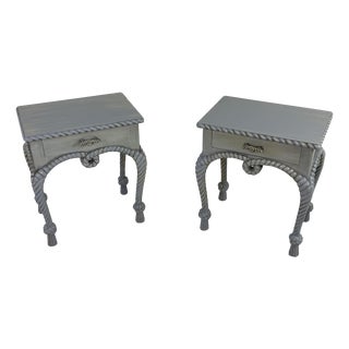 Vintage French Country Style Bedside Tables with Rope Detail, 1970, Set of 2 For Sale