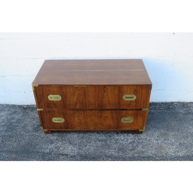 Baker Campaign Hollywood Regency Low Chest Large Nightstand Bedside Table For Sale - Image 12 of 12