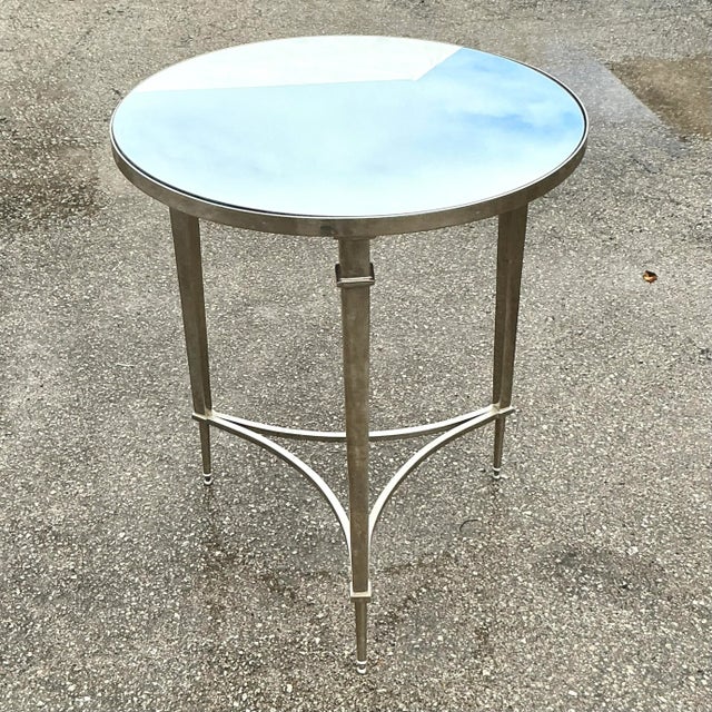 Vintage Regency Mirror and Polished Nickel Side Table For Sale - Image 4 of 4